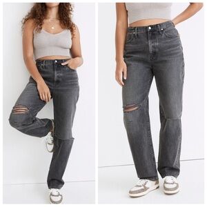 Madewell Baggy Straight Jeans in Cavell Wash - Ripped